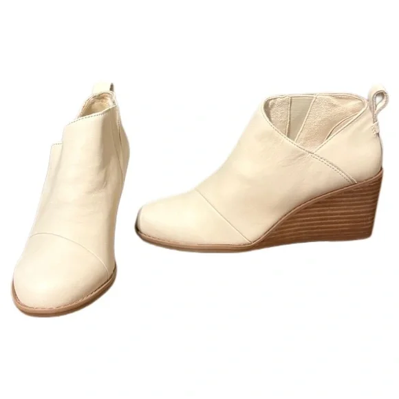 Toms Cream Leather Wedge Shoes - Picture 5 of 10